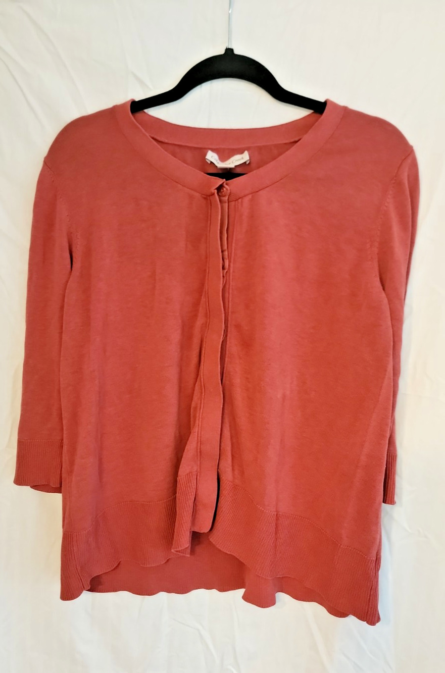 Coldwater Creek Cardigan XL rust 3/4 sleeve sweater cozy cottage core boho